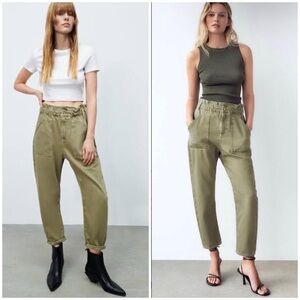 Zara baggy slouchy baggy high waist paperbag jeans